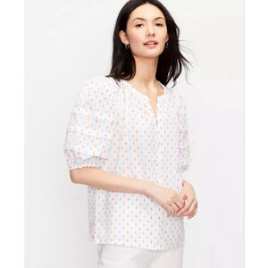 Loft clip dot puff sleeve shirt small petite